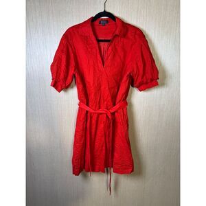 AYR the Solstice collared seersucker puff sleeve‎ dress